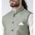 Green & Off White Color Dupion Silk Kurta Jacket Set