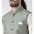 Green & Off White Color Dupion Silk Kurta Jacket Set