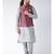 Red & Silver Color Dupion Silk Kurta Jacket Set