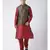 Brown & Red Color Dupion Silk Kurta Jacket Set