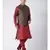 Brown & Red Color Dupion Silk Kurta Jacket Set