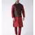 Brown & Red Color Dupion Silk Kurta Jacket Set