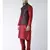 Brown & Red Color Dupion Silk Kurta Jacket Set