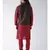 Brown & Red Color Dupion Silk Kurta Jacket Set