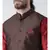 Brown & Red Color Dupion Silk Kurta Jacket Set