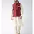 Red & Cream Color Dupion Silk Kurta Jacket Set