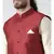 Red & Cream Color Dupion Silk Kurta Jacket Set