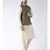 Green & Cream Color Dupion Silk Kurta Jacket Set