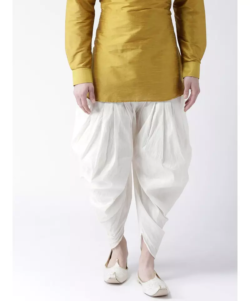 Dupion Silk Off White Color Patiala for Men