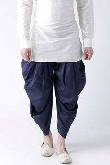 Dupion Silk Navy Blue Color Patiala for Men