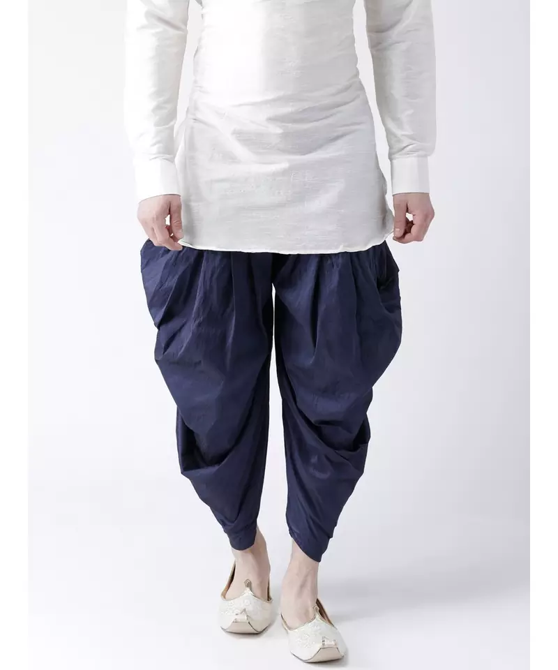 Dupion Silk Navy Blue Color Patiala for Men