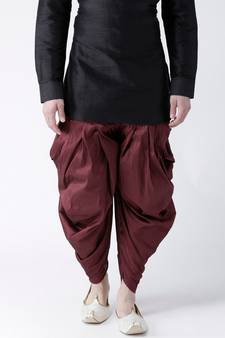 Dupion Silk Maroon Color Patiala for Men