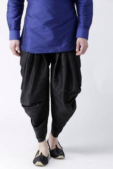 Dupion Silk Black Color Patiala for Men
