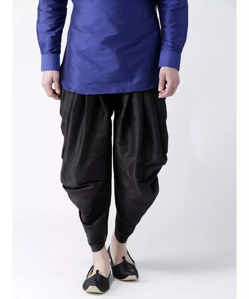 Dupion Silk Black Color Patiala for Men