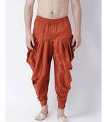Dupion Silk Orange Color Patiala for Men