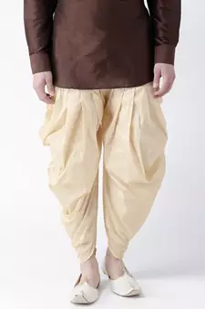 Dupion Silk Cream Color Patiala for Men