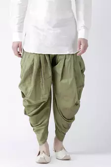 Dupion Silk Green Color Patiala for Men