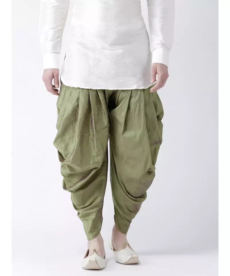 Dupion Silk Green Color Patiala for Men