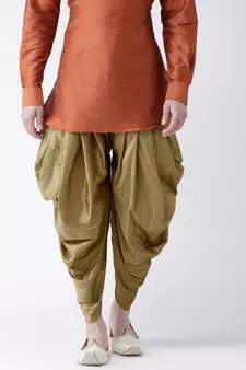 Dupion Silk Brown Color Patiala for Men