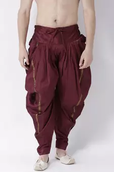 Dupion Silk Maroon Color Patiala for Men