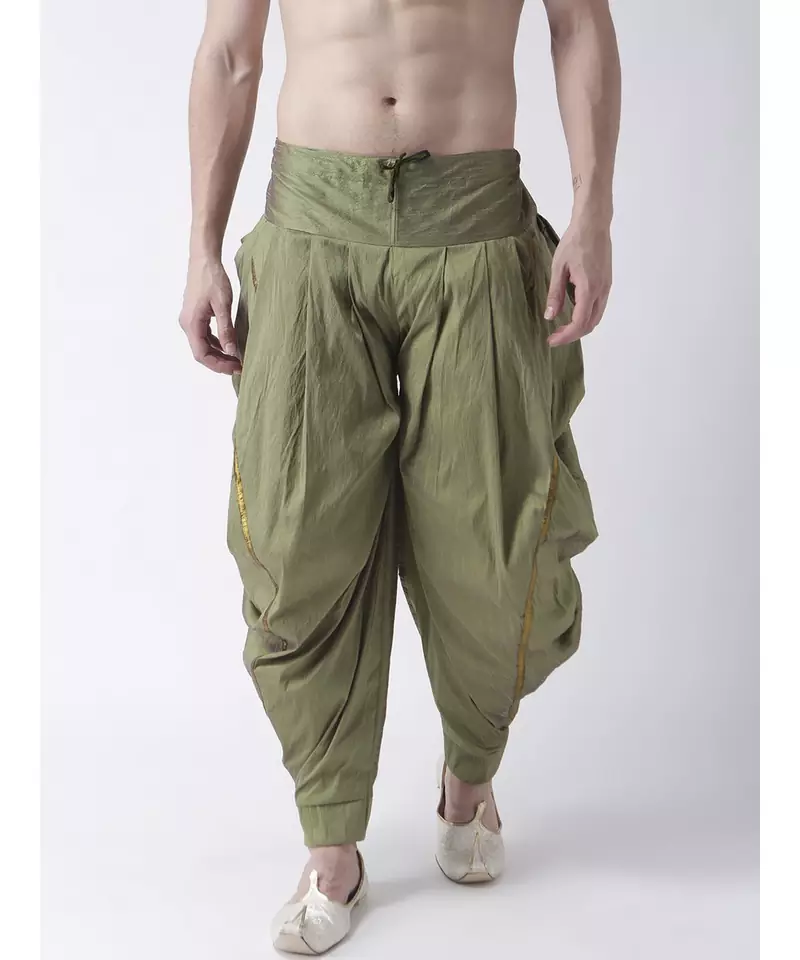 Dupion Silk Green Color Patiala for Men