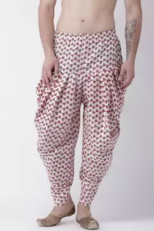 Printed Off White Color Patiala for Men