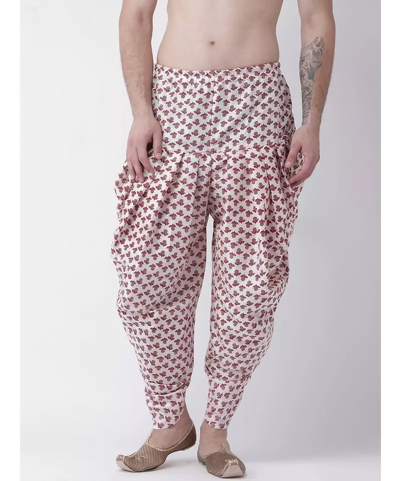 Printed Off White Color Patiala for Men