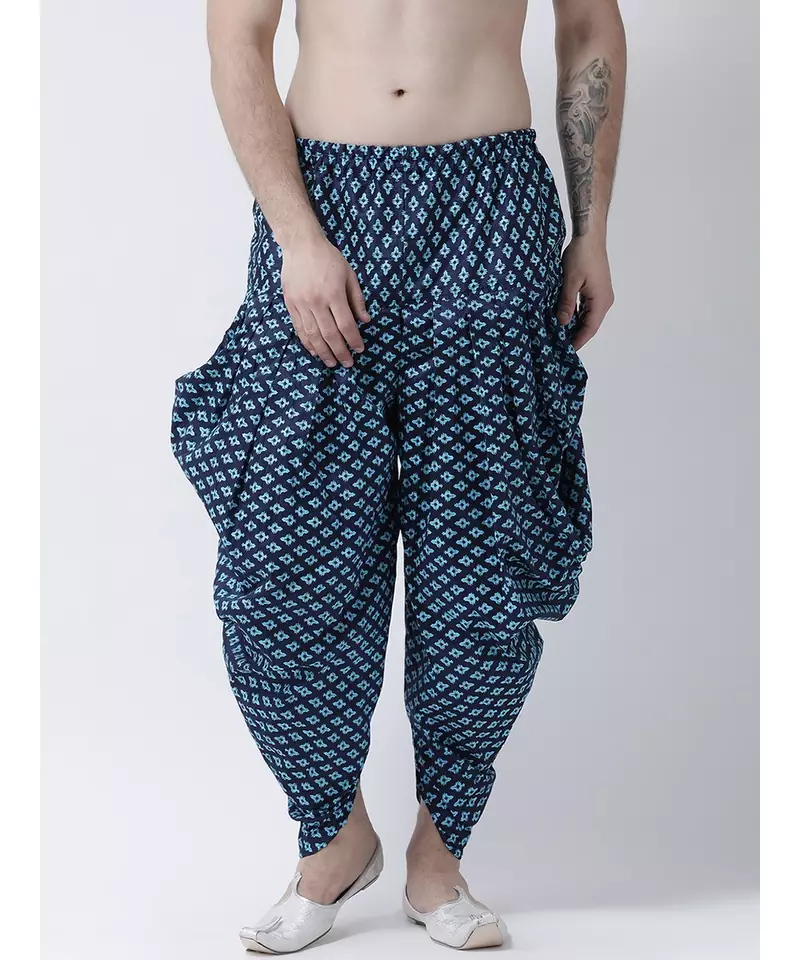 Printed Navy Blue Color Patiala for Men