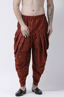 Printed Orange Color Patiala for Men