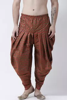 Printed Orange Color Patiala for Men
