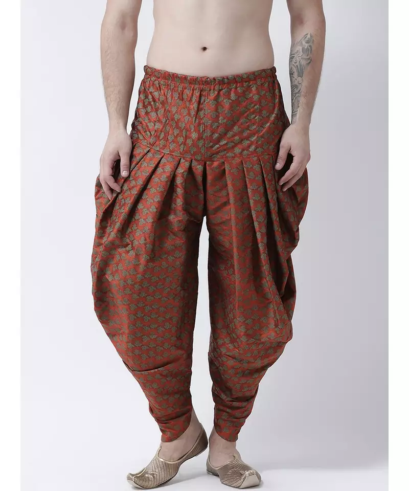Printed Orange Color Patiala for Men