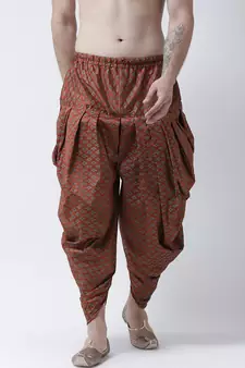 Printed Orange Color Patiala for Men