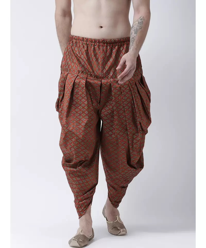 Printed Orange Color Patiala for Men