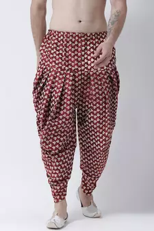 Printed Red Color Patiala for Men