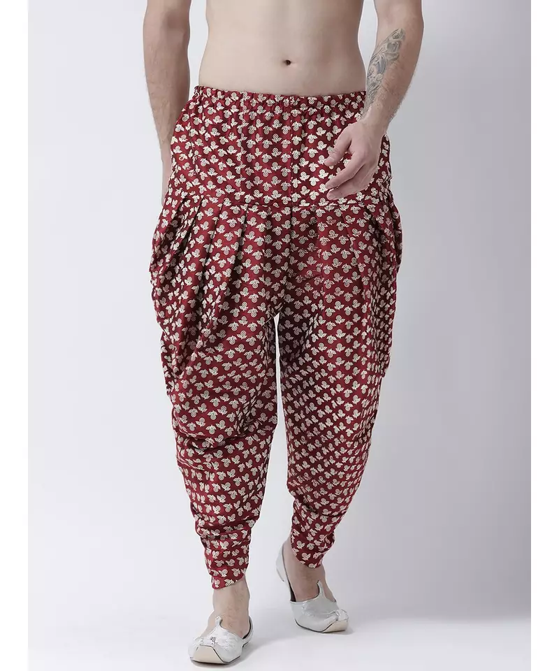 Printed Red Color Patiala for Men