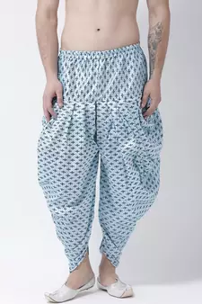 Printed Sky Blue Color Patiala for Men