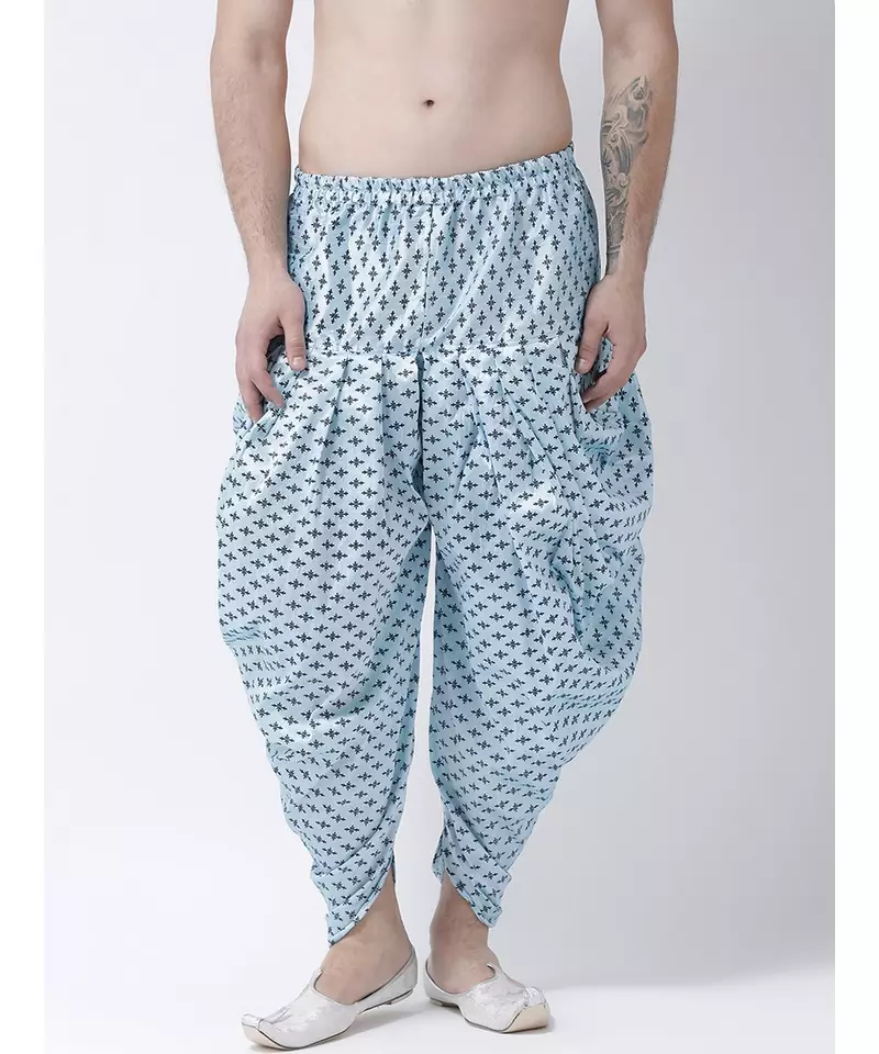 Printed Sky Blue Color Patiala for Men