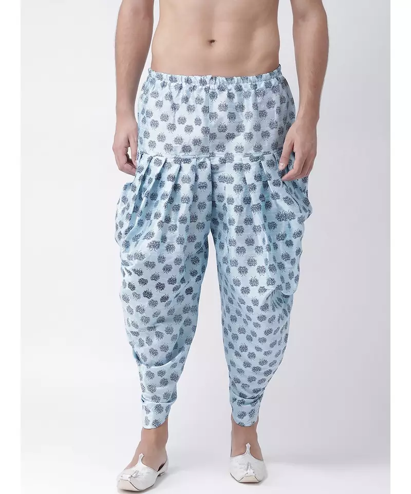 Printed Sky Blue Color Patiala for Men