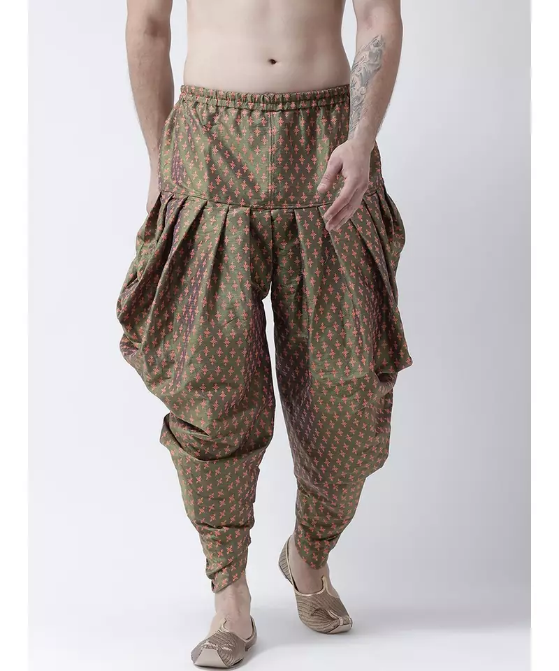 Printed Green Color Patiala for Men