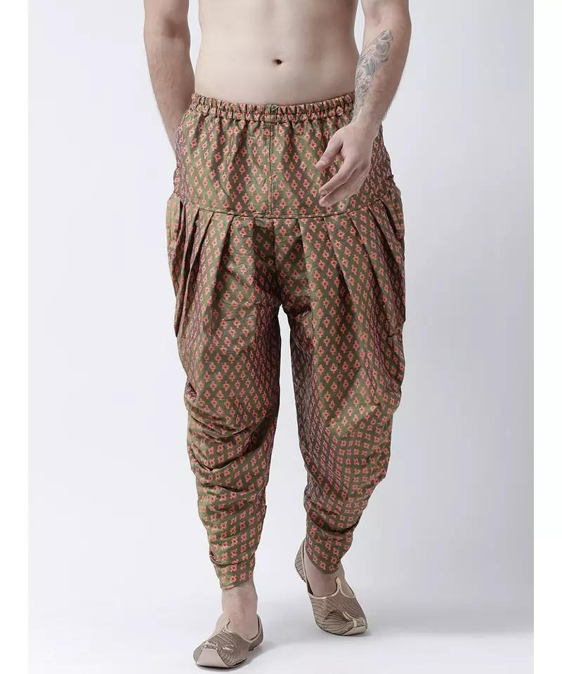 Printed Green Color Patiala for Men