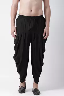 Dupion Silk Black Color Patiala for Men