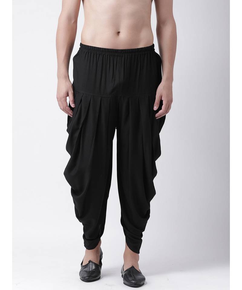 Dupion Silk Black Color Patiala for Men