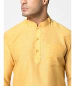 Cotton Yellow Color Short Kurta for Men