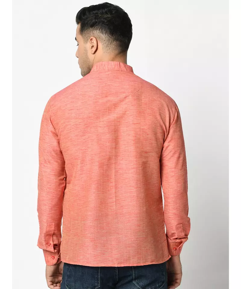 Cotton Pink Color Short Kurta for Men