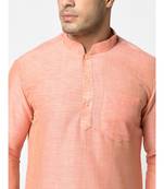 Cotton Peach Color Short Kurta for Men