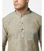 Cotton Grey Color Short Kurta for Men