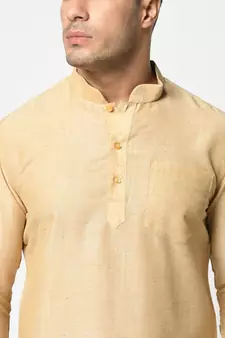 Cotton Cream Color Short Kurta for Men