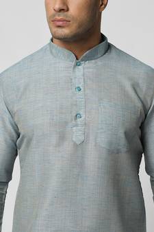 Cotton Blue Color Short Kurta for Men