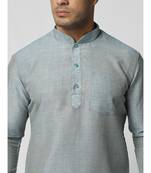 Cotton Blue Color Short Kurta for Men