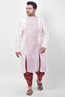 Off White Dupion Silk  Kurta with Patiala set